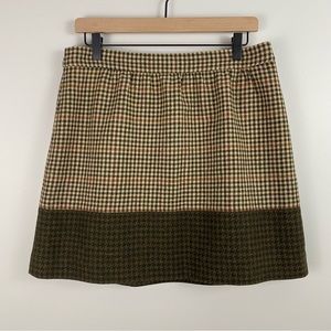 J. Crew Brown Wool-Blend Houndstooth Mini Skirt